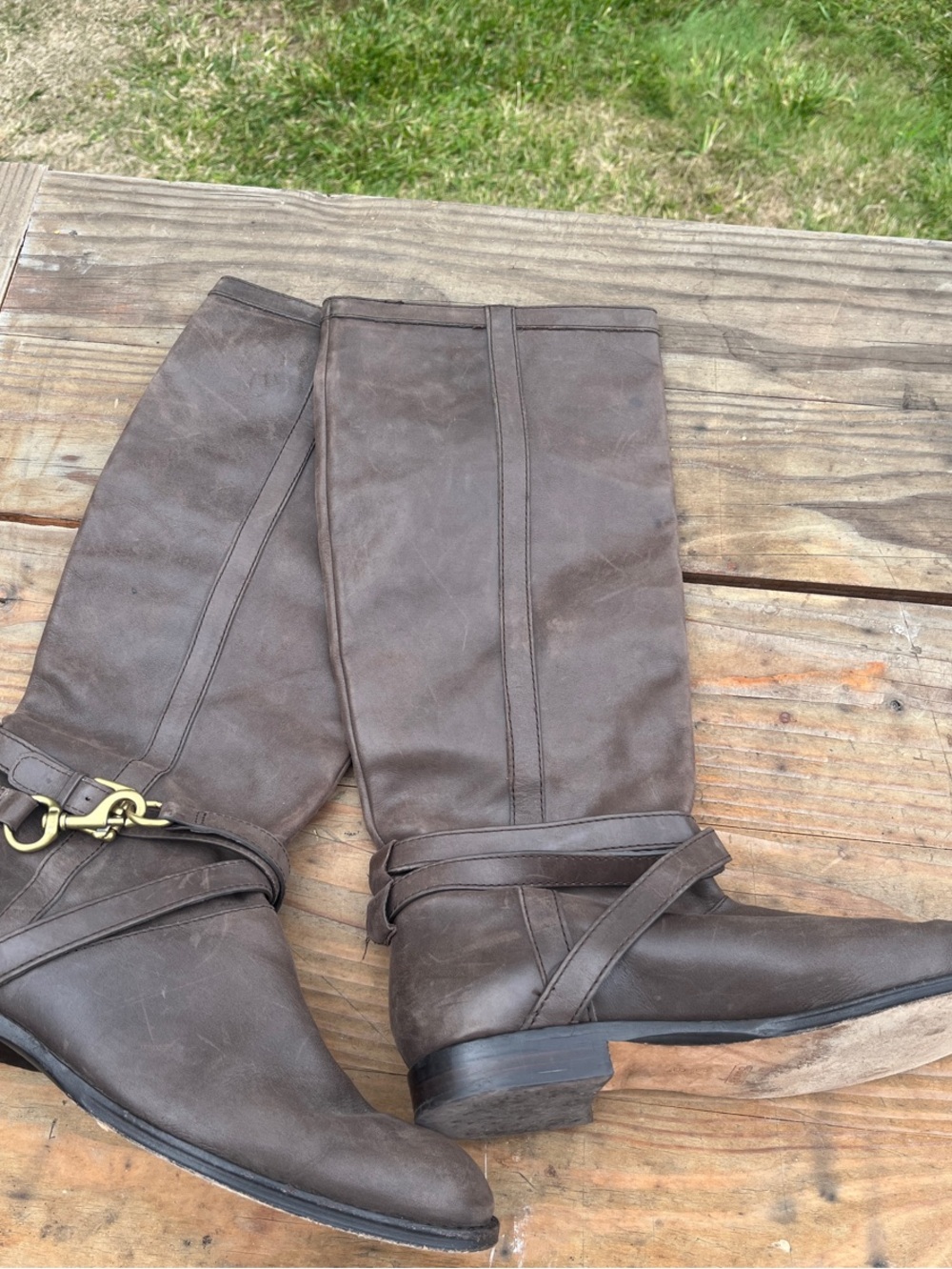Coach Brown Leather Mid-Calf Riding Boots